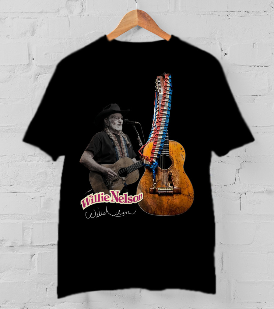 Willie Nelson Signature Guitar And Image T-Shirt