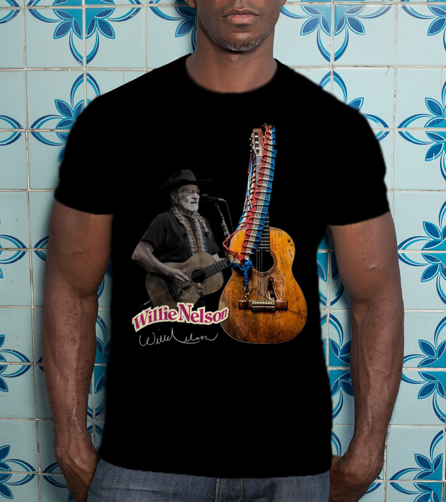 Willie Nelson Signature Guitar And Image T-Shirt