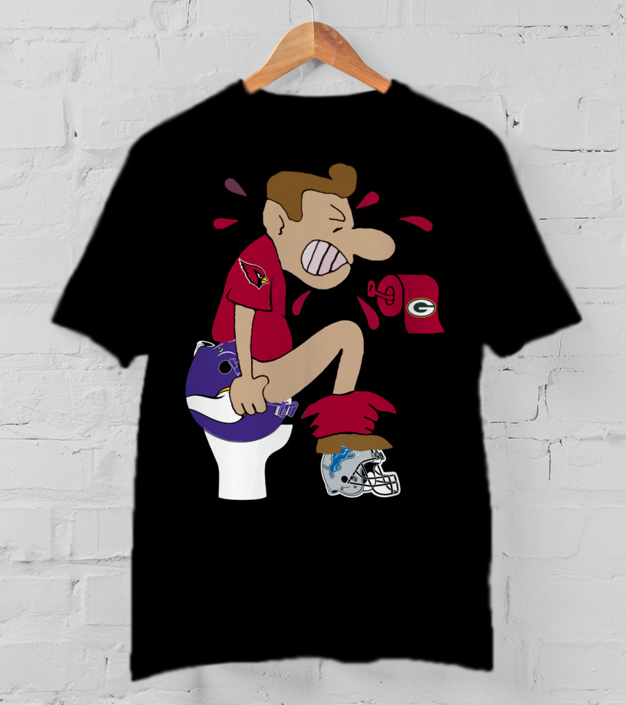Arizona Cardinals Rivalry Humor With Vikings And Lions Helmets And Packers Toilet Paper T-Shirt