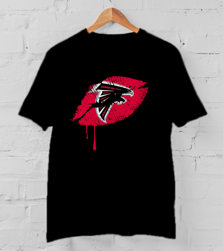 Atlanta Falcons Red Lip Print With Iconic Falcon T-Shirt