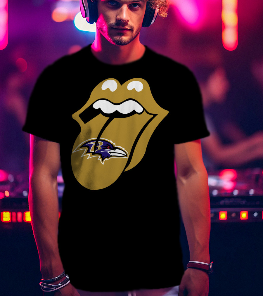 Baltimore Ravens Rolling Stones Tongue T-Shirt