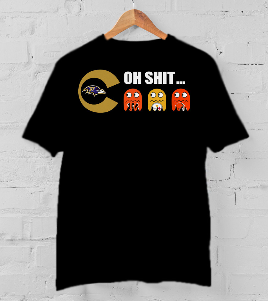 Baltimore Ravens Pacman Steelers Browns Bengals Oh Shit T-Shirt