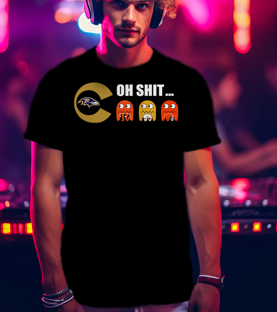 Baltimore Ravens Pacman Steelers Browns Bengals Oh Shit T-Shirt