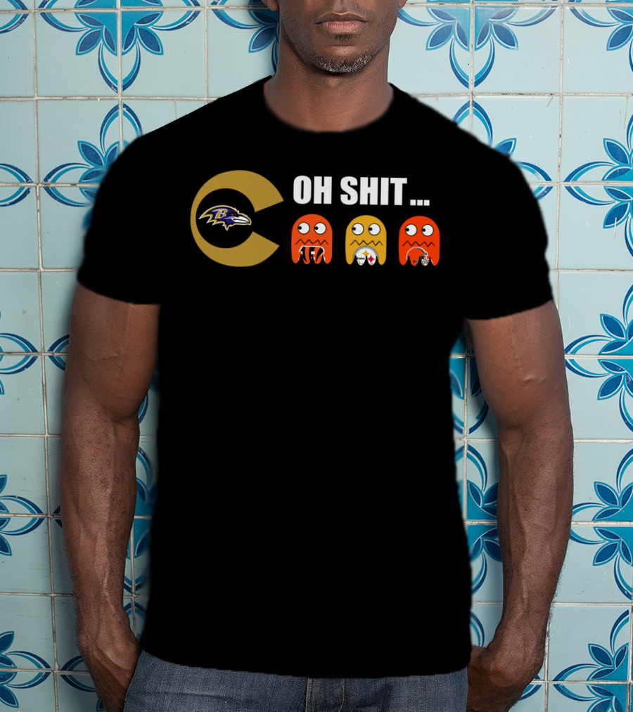 Baltimore Ravens Pacman Steelers Browns Bengals Oh Shit T-Shirt