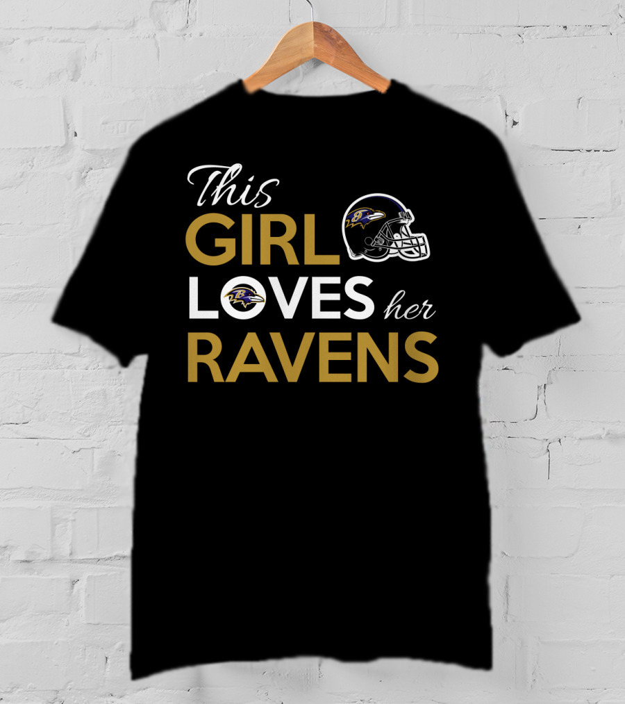 This Girl Loves Her Ravens Baltimore Ravens Helmet T-Shirt