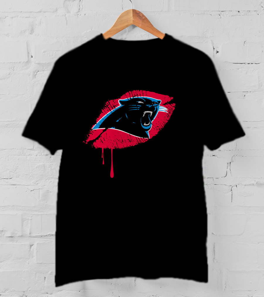 Carolina Panthers Logo With Red Lip Print T-Shirt