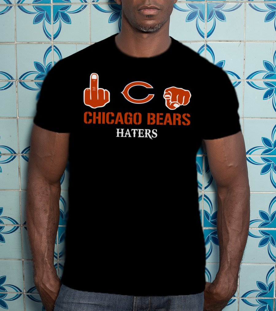 Chicago Bears Haters Middle Finger Logo Fist T-Shirt