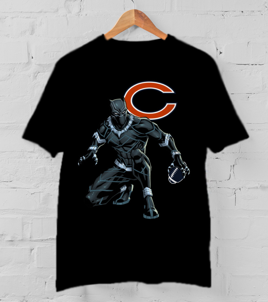 Chicago Bears Black Panther Football Crossover T-Shirt