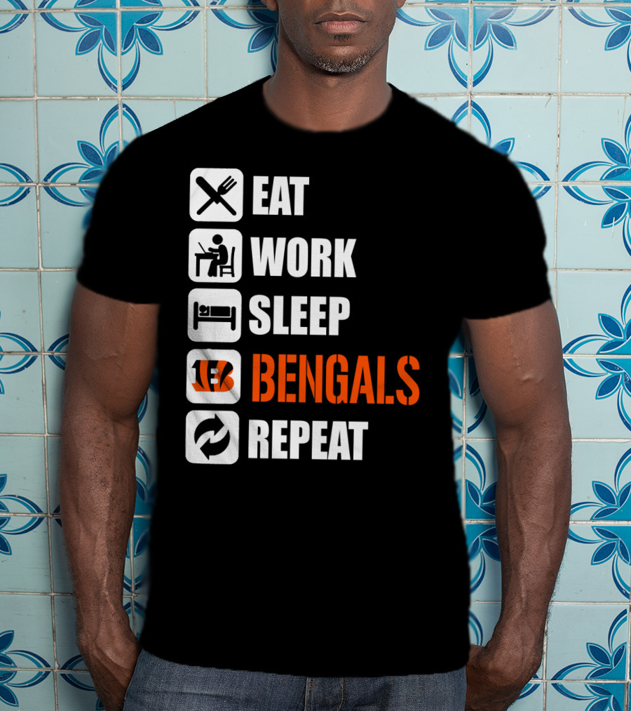 Eat Work Sleep Bengals Repeat T-Shirt