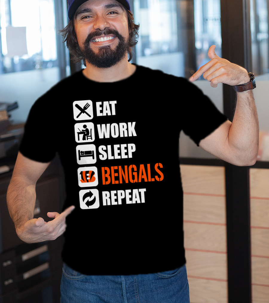 Eat Work Sleep Bengals Repeat T-Shirt