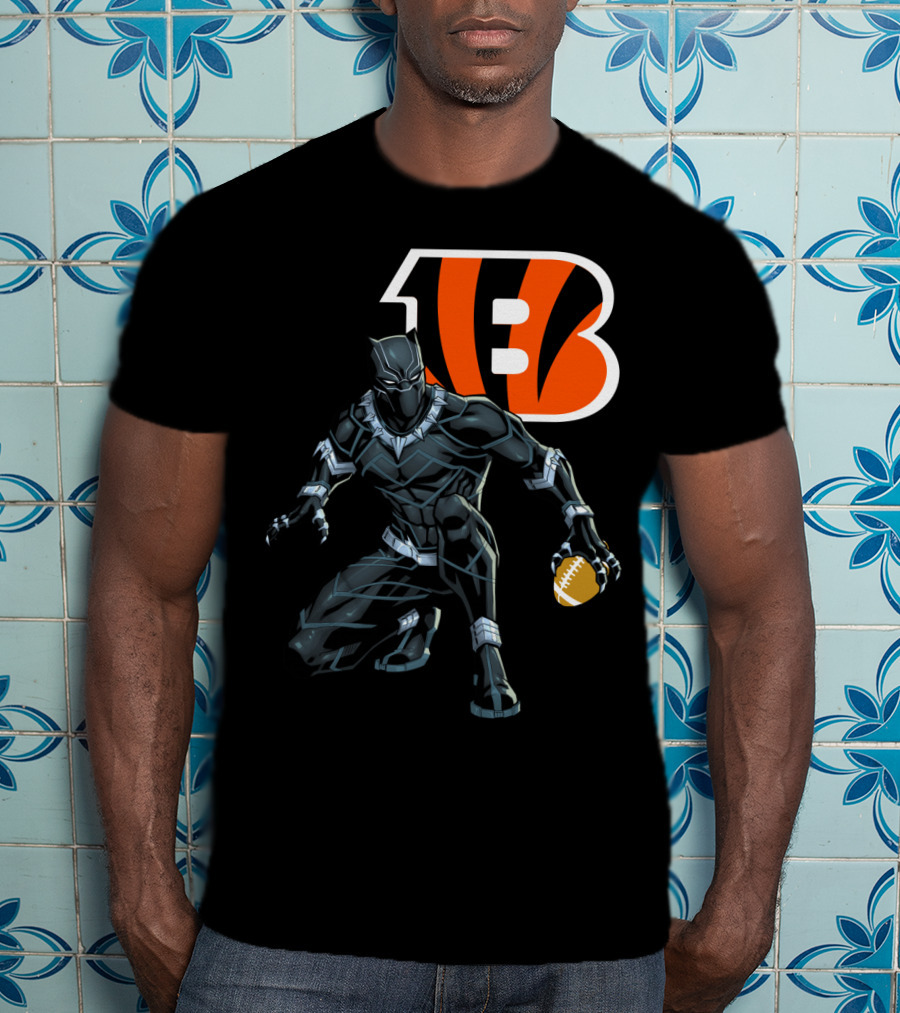 Cincinnati Bengals Black Panther Football T-Shirt