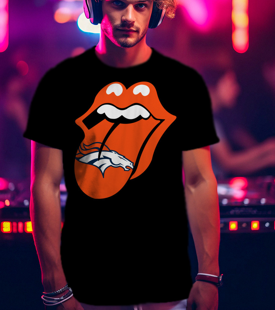 Denver Broncos Rolling Stones Tongue Logo Fusion T-Shirt