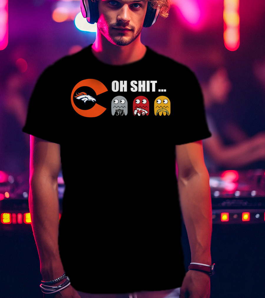 Denver Broncos Oh Shit Pac-Man Ghosts T-Shirt