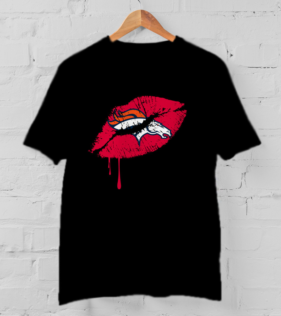 Denver Broncos Lip Logo Dripping T-Shirt