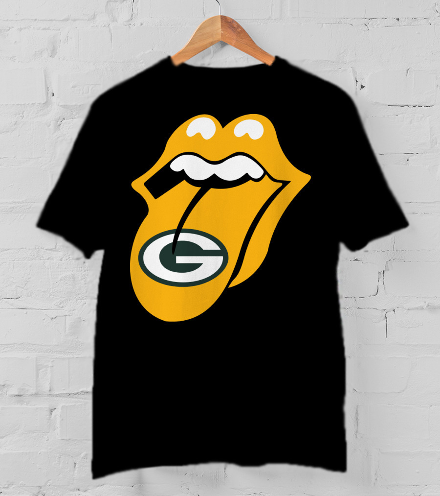 Rolling Stones Tongue Green Bay Packers Logo Mashup T-Shirt