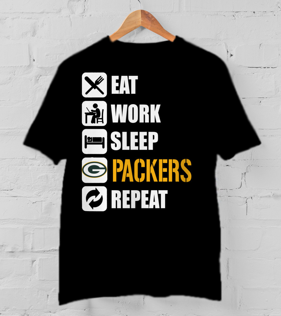 Eat Work Sleep Green Bay Packers Repeat T-Shirt