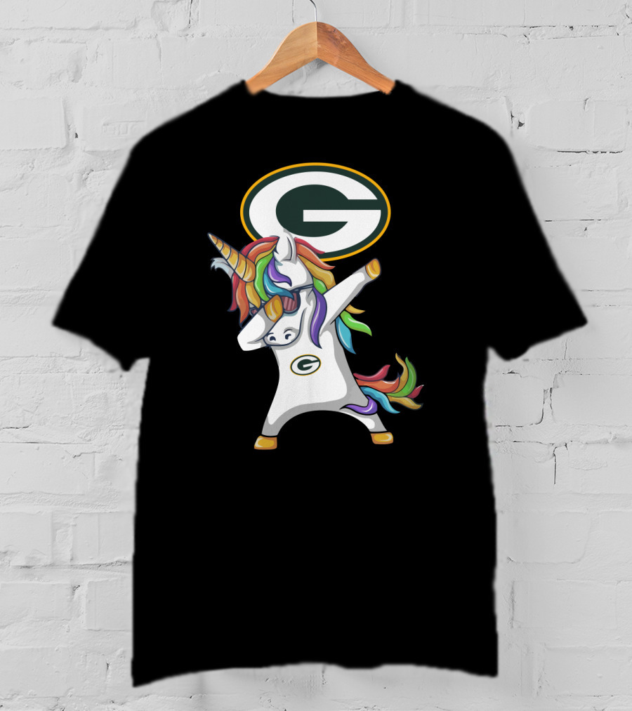 Green Bay Packers Dab Unicorn Rainbow T-Shirt