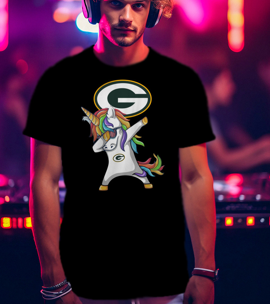 Green Bay Packers Dab Unicorn Rainbow T-Shirt