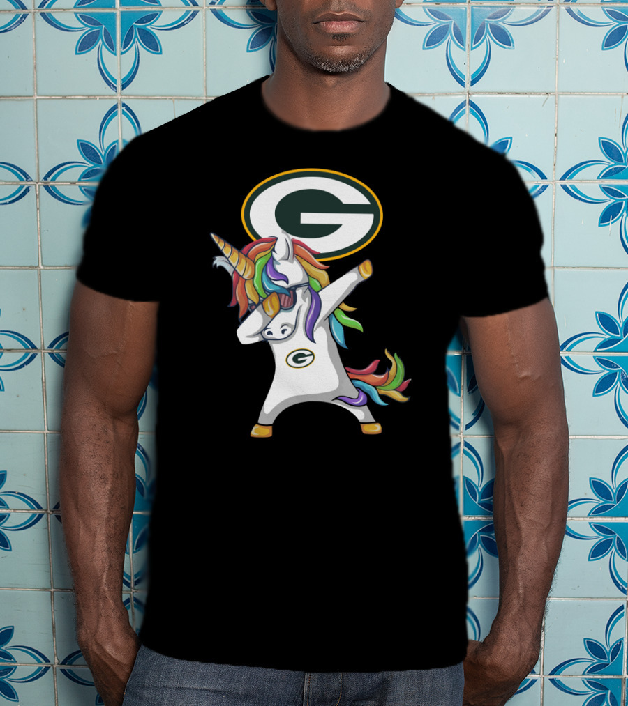 Green Bay Packers Dab Unicorn Rainbow T-Shirt