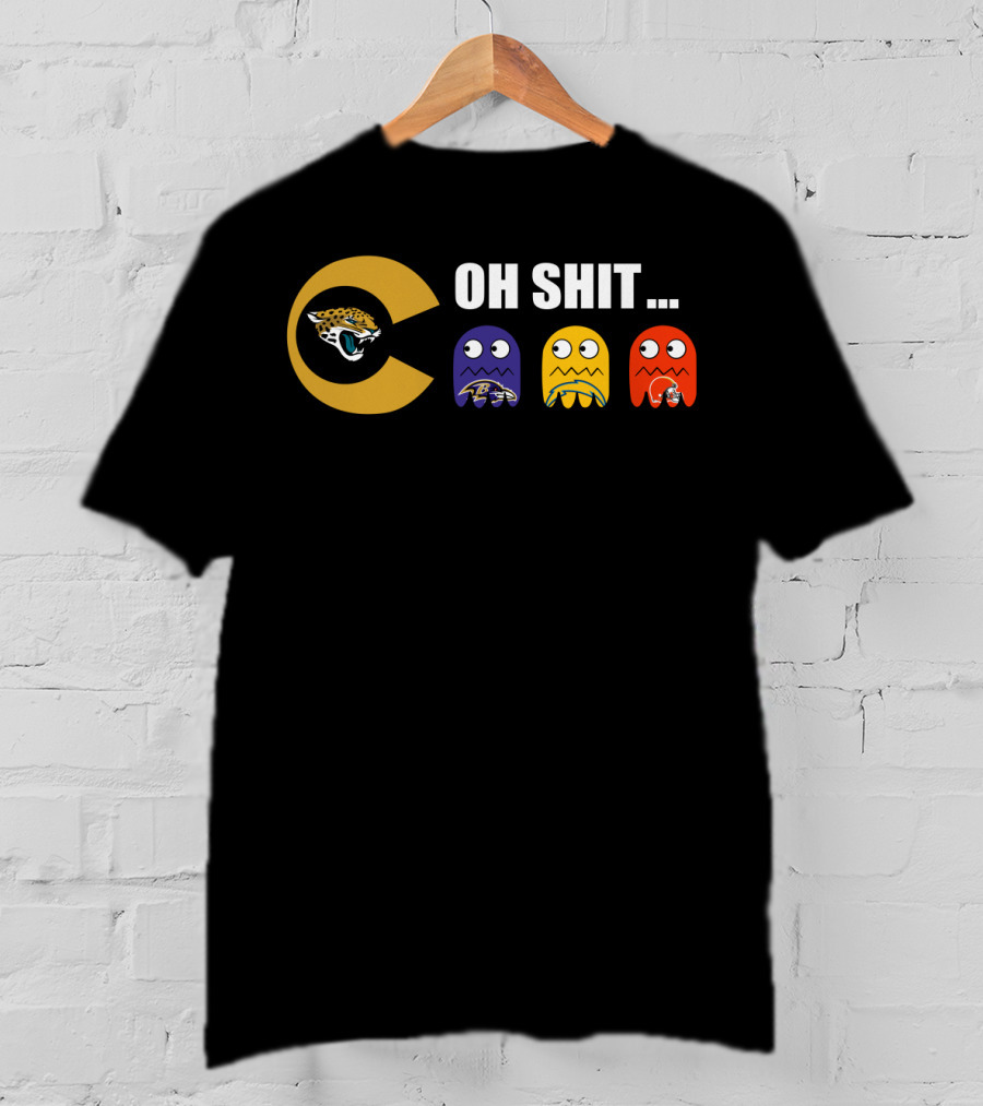 Jacksonville Jaguars Pac-Man Parody Ravens Steelers Chiefs T-Shirt