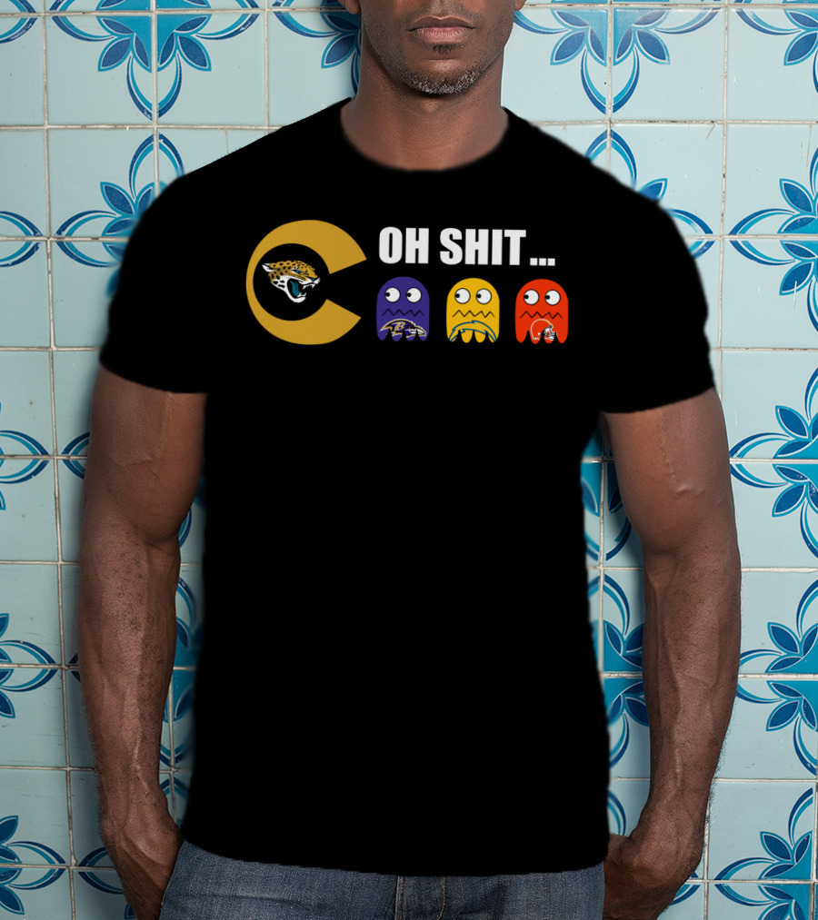 Jacksonville Jaguars Pac-Man Parody Ravens Steelers Chiefs T-Shirt