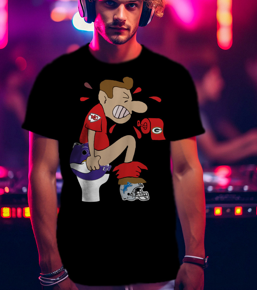 Kansas City Chiefs Rivalry Humor With Vikings Packers And Lions Toilet Theme T-Shirt