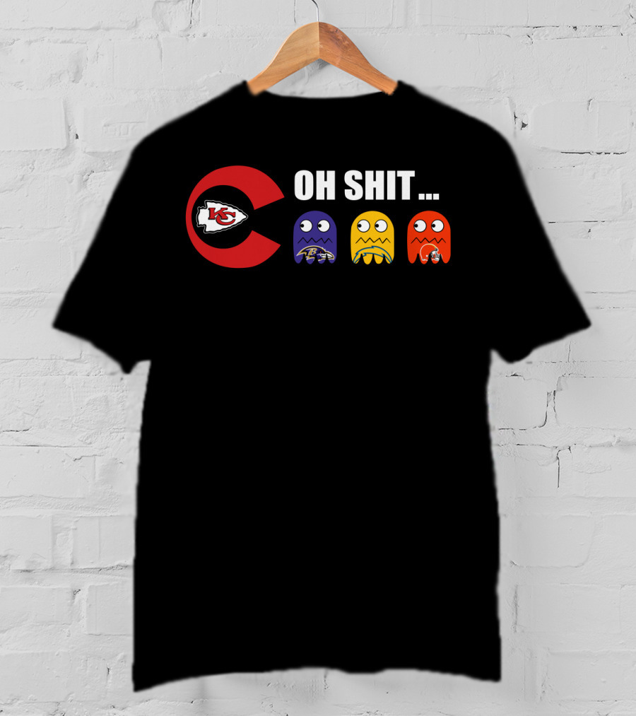 Kansas City Chiefs Oh Shit Pac-Man Ravens Steelers Browns T-Shirt