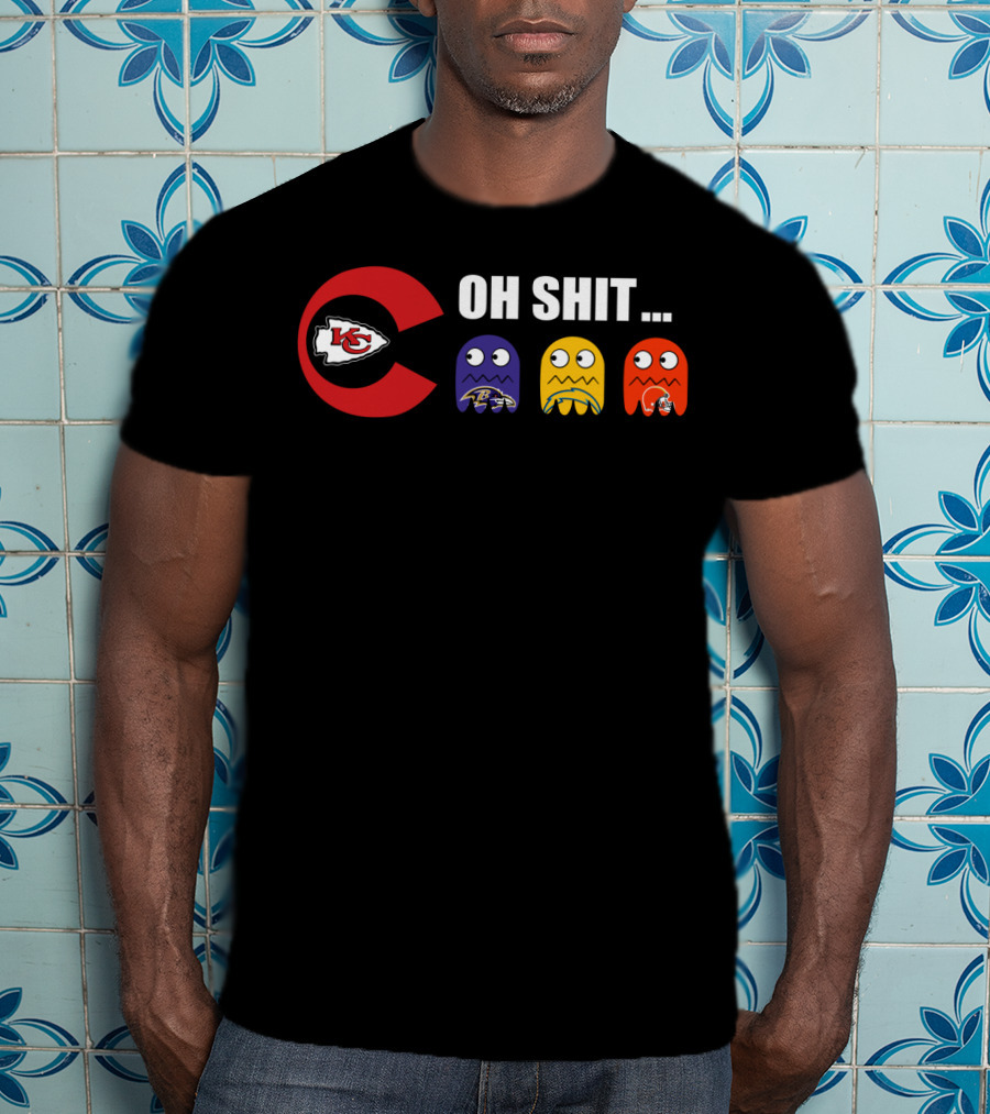 Kansas City Chiefs Oh Shit Pac-Man Ravens Steelers Browns T-Shirt