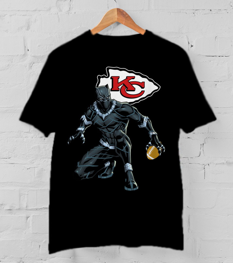 Kansas City Chiefs Black Panther Football Fusion T-Shirt