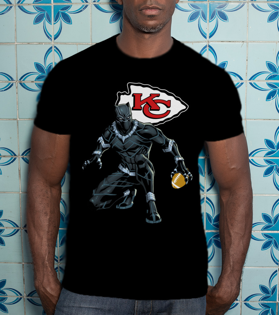 Kansas City Chiefs Black Panther Football Fusion T-Shirt