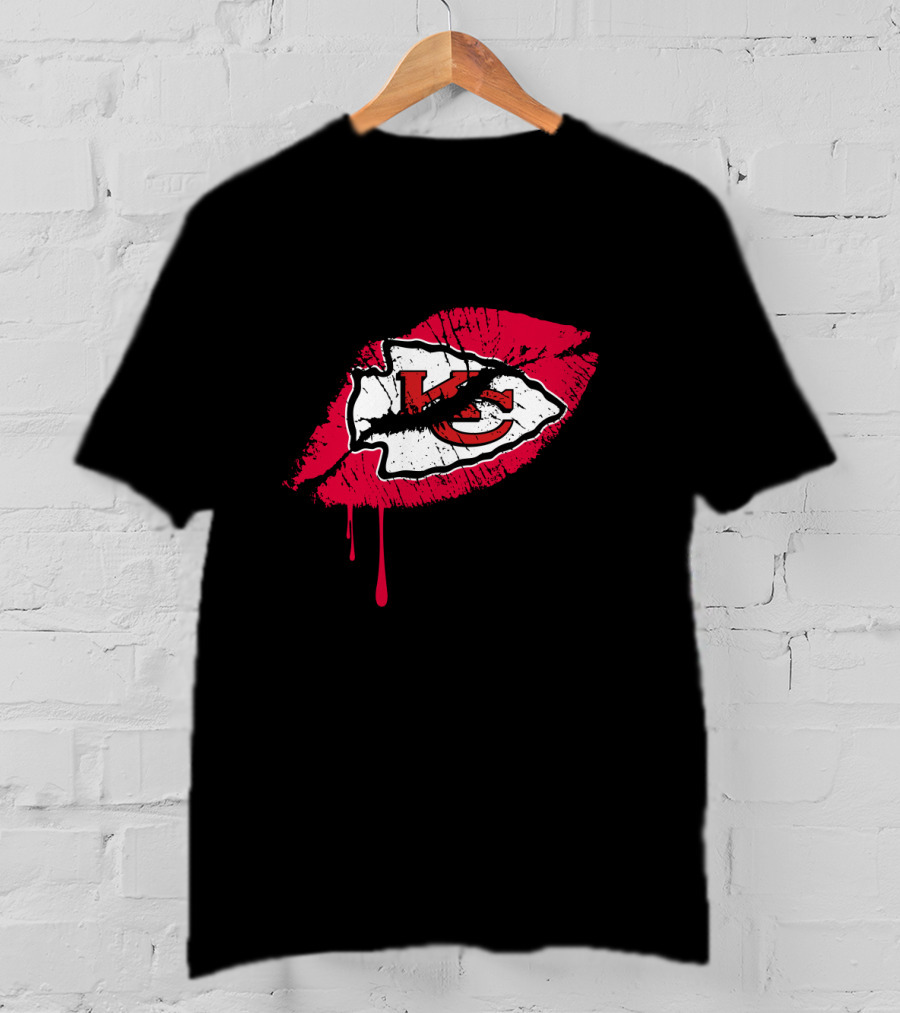 Kansas City Chiefs Kc Logo Red Lips T-Shirt