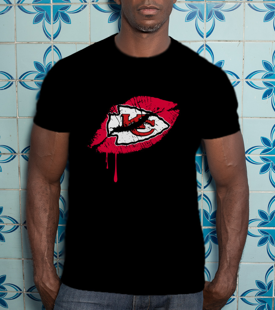 Kansas City Chiefs Kc Logo Red Lips T-Shirt