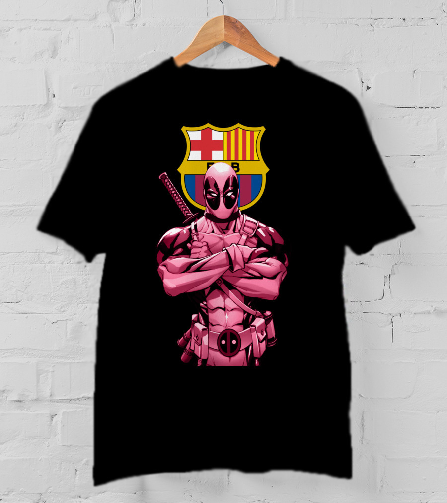Barcelona Deadpool Fc Crest Crossover T-Shirt