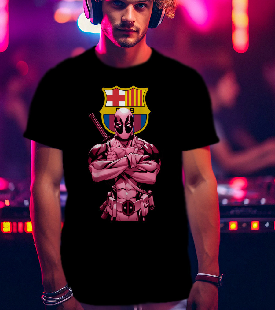 Barcelona Deadpool Fc Crest Crossover T-Shirt