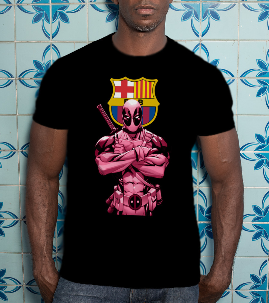 Barcelona Deadpool Fc Crest Crossover T-Shirt