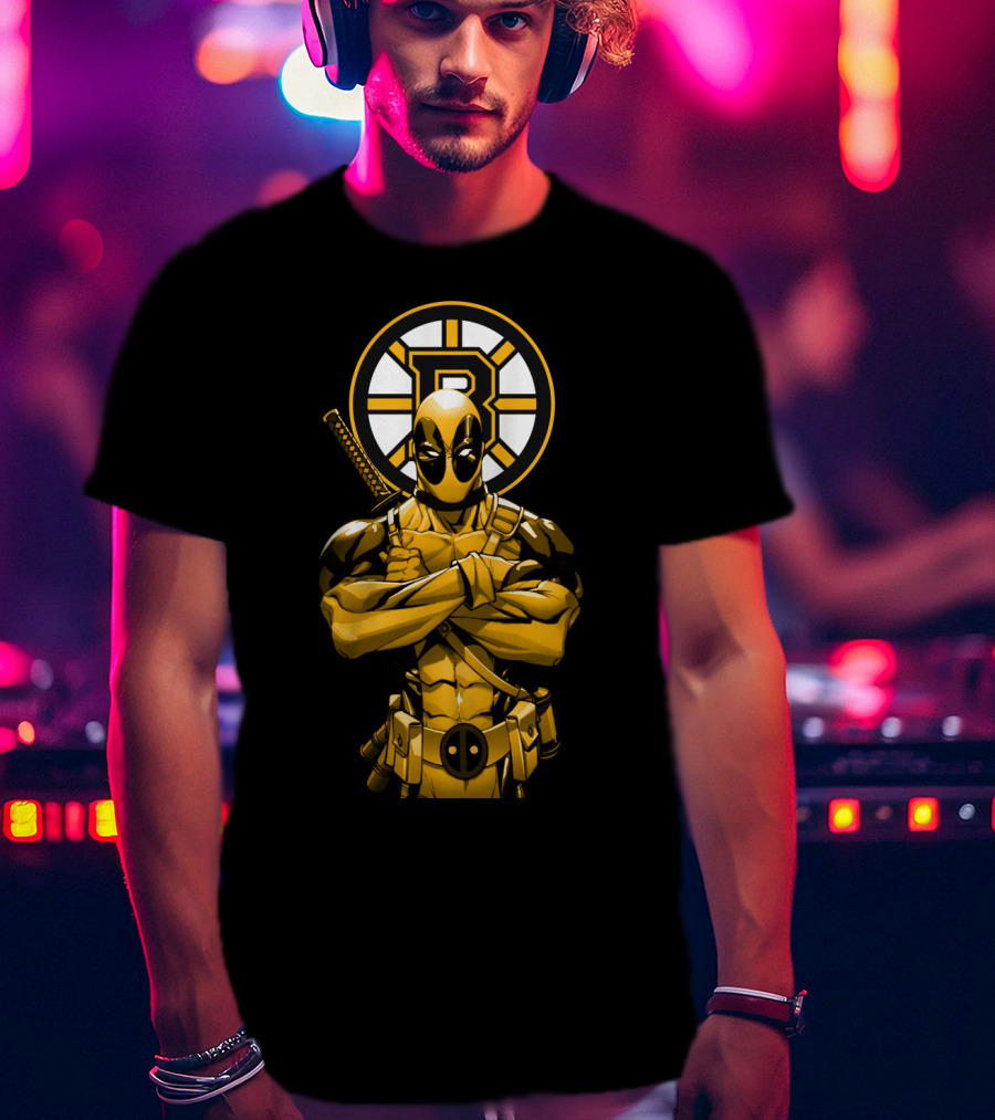 Boston Bruins Deadpool Crossover T-Shirt