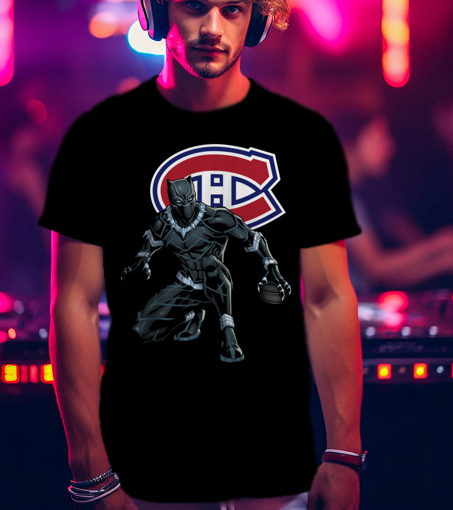 Montreal Canadiens Black Panther Crossover Hockey T-Shirt