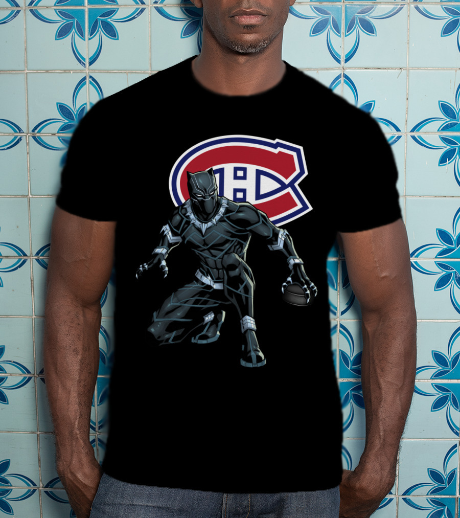 Montreal Canadiens Black Panther Crossover Hockey T-Shirt