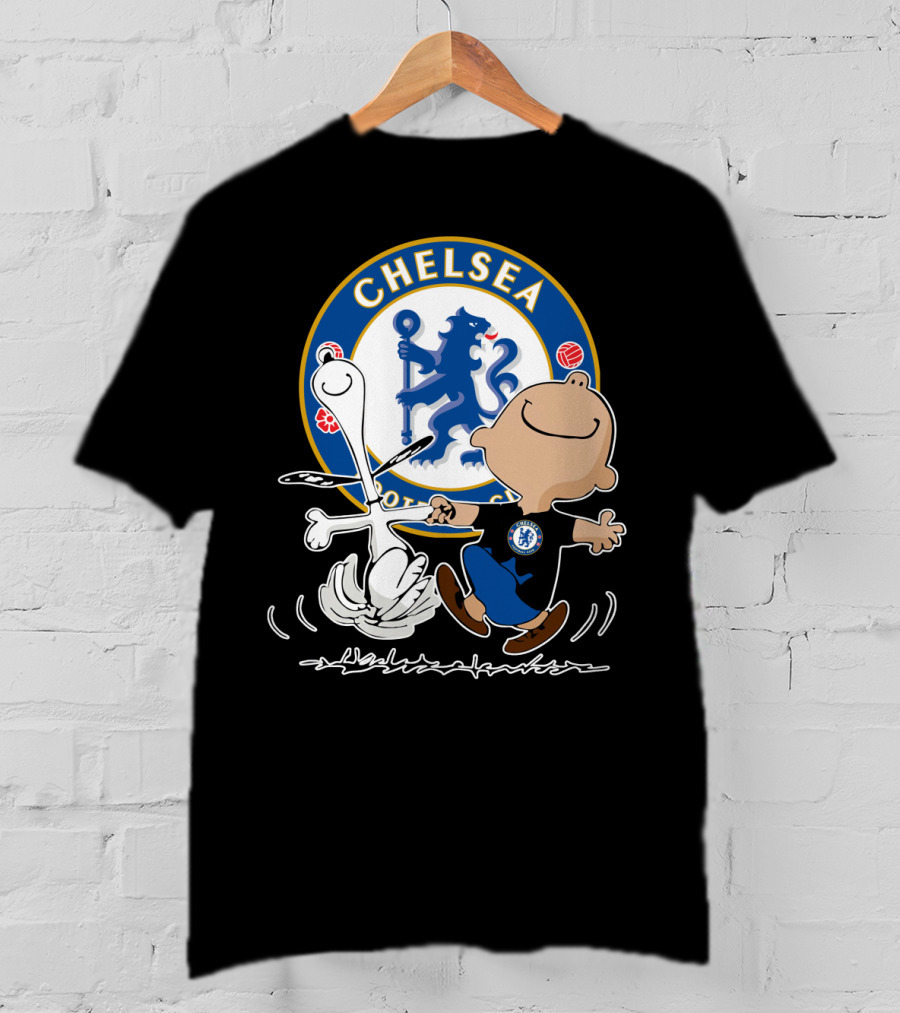 Chelsea Blue Lion Dancing Peanuts Characters T-Shirt