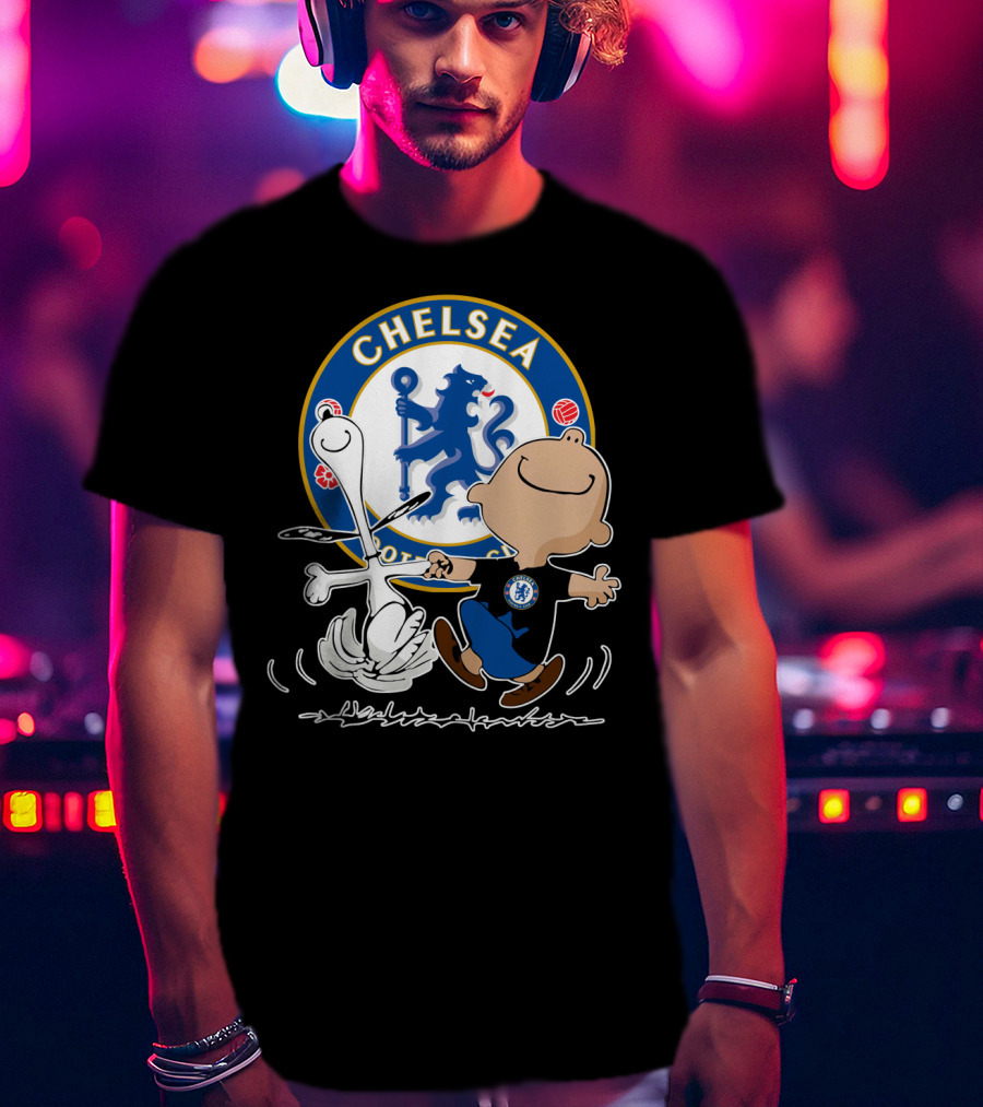 Chelsea Blue Lion Dancing Peanuts Characters T-Shirt