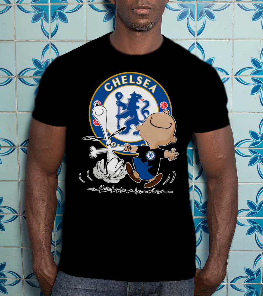 Chelsea Blue Lion Dancing Peanuts Characters T-Shirt