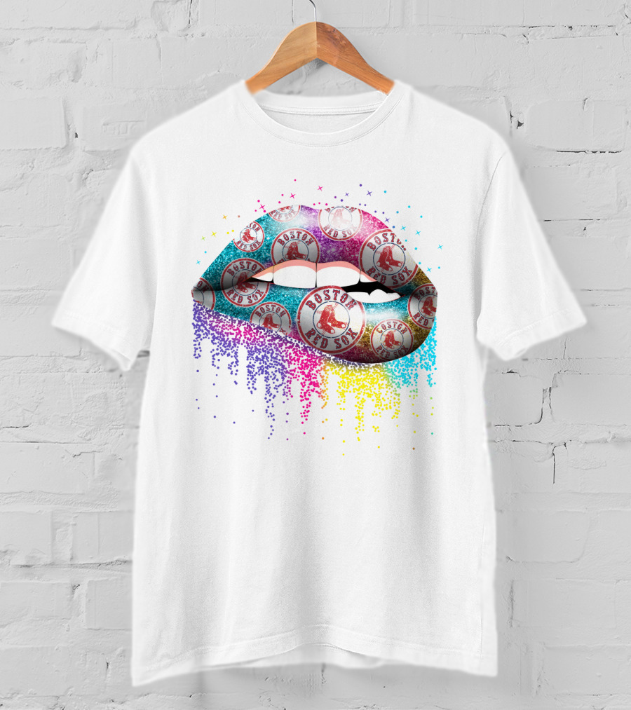 Boston Red Sox Glitter Lips T-Shirt