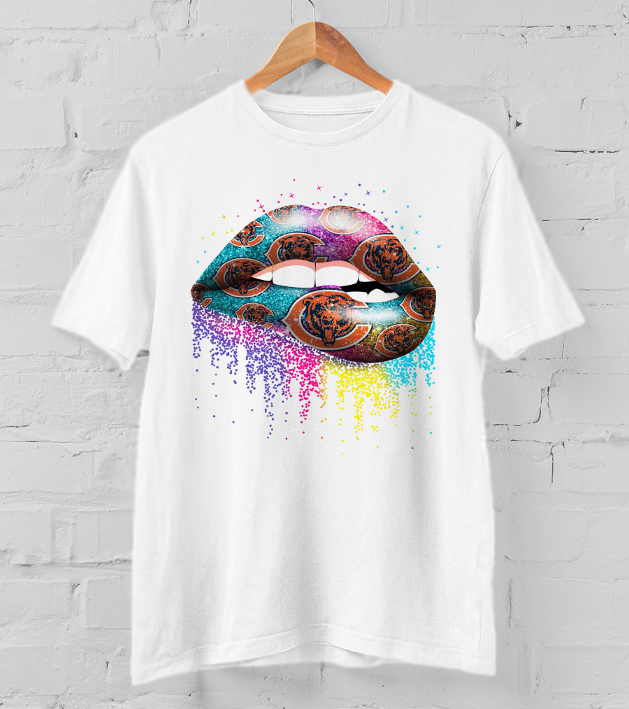 Chicago Bears Glitter Lips T-Shirt