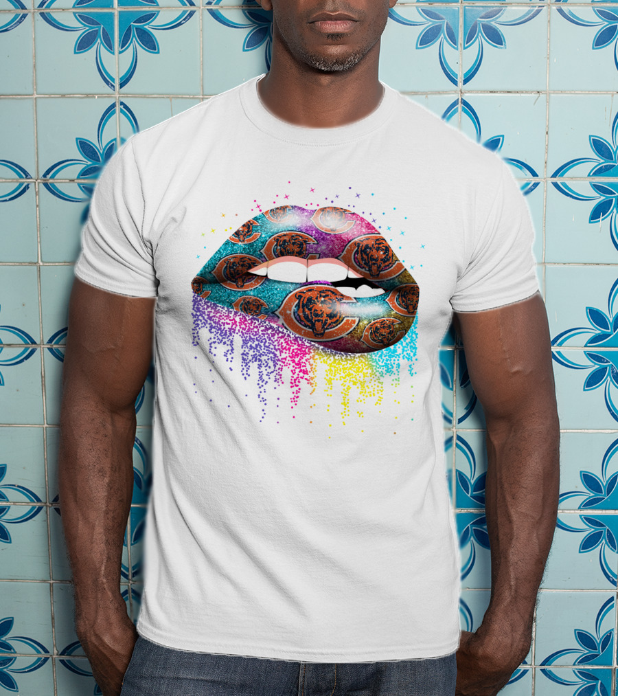 Chicago Bears Glitter Lips T-Shirt