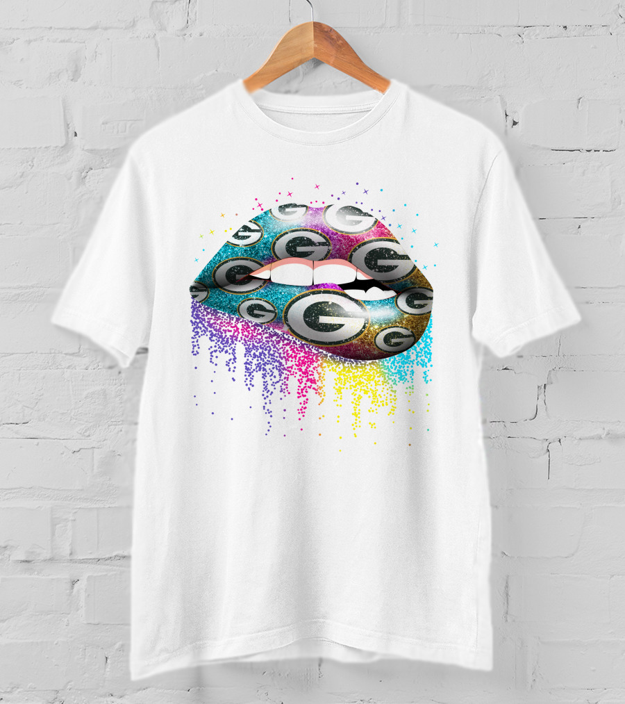 Lip Packers Glitter Green Bay G Logo Burst T-Shirt