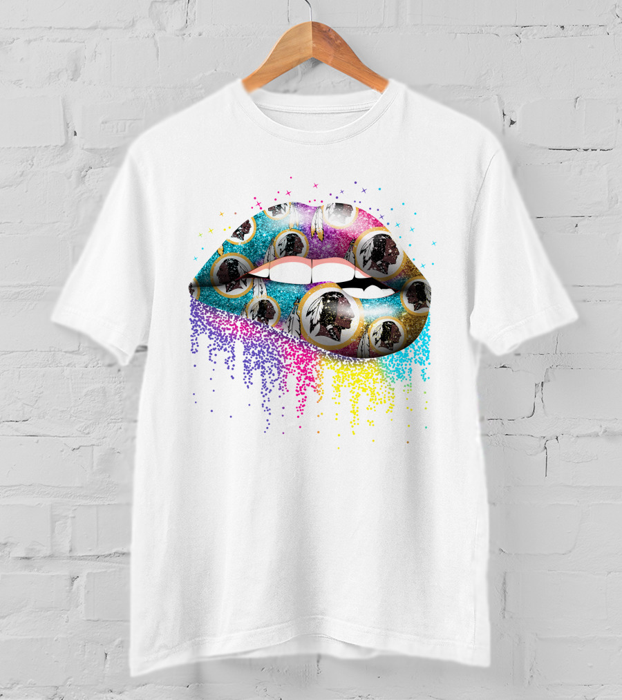 Lip Redskins Washington Football Team Colorful Art T-Shirt