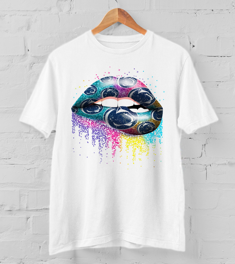 Penn State Glitter Lips Rainbow Burst T-Shirt