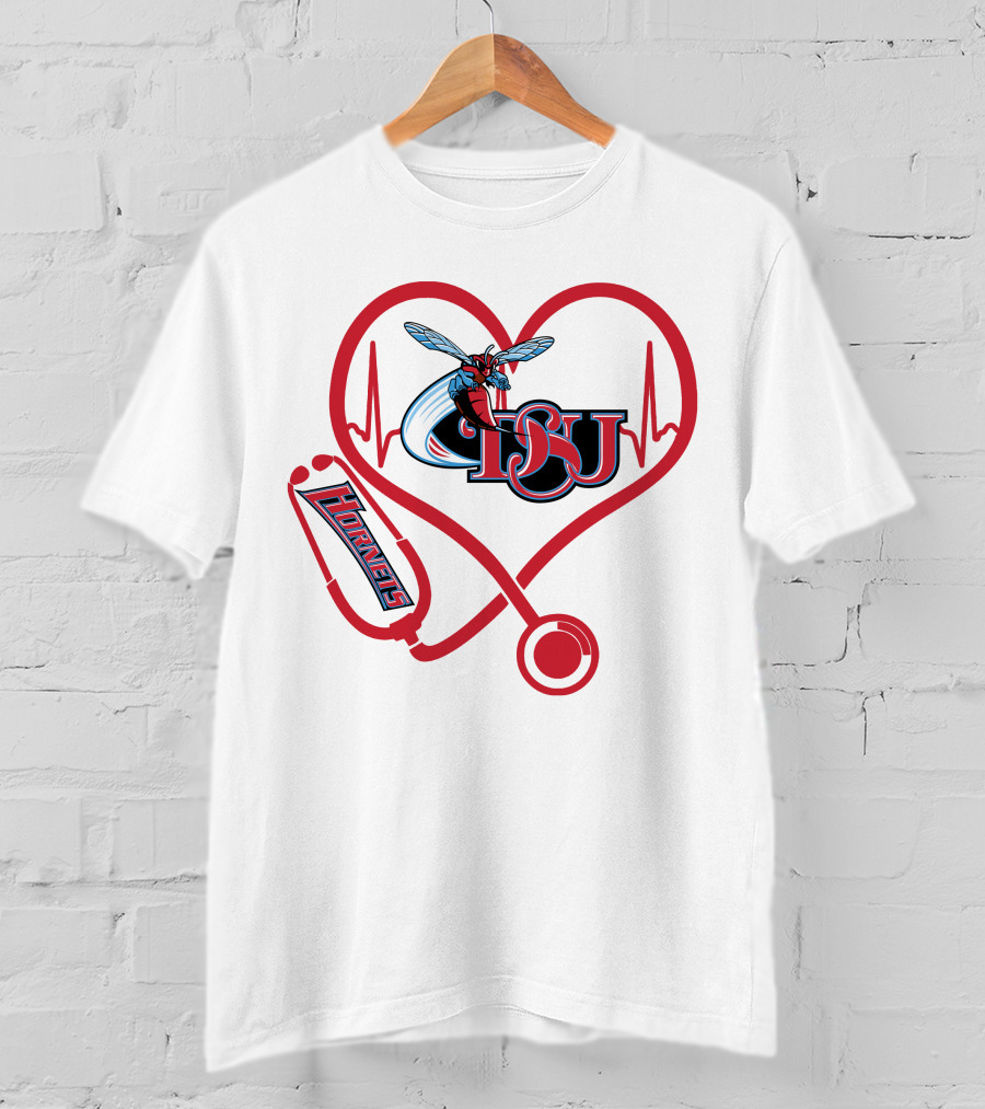 Delaware State University Hornets Nurse Healthcare Heartbeat T-Shirt