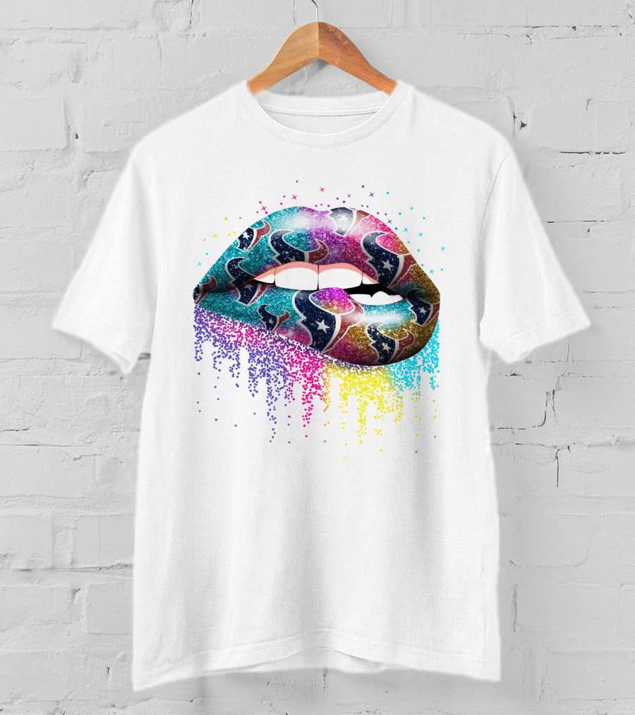 Houston Texans Lip Rainbow Logo Burst T-Shirt