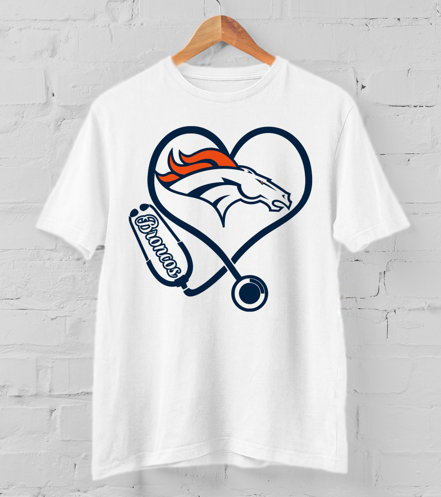 Nurse Broncos Heart Stethoscope Denver Broncos T-Shirt
